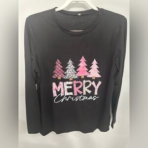 Black Merry Christmas Long Sleeve Shirt New Size XL